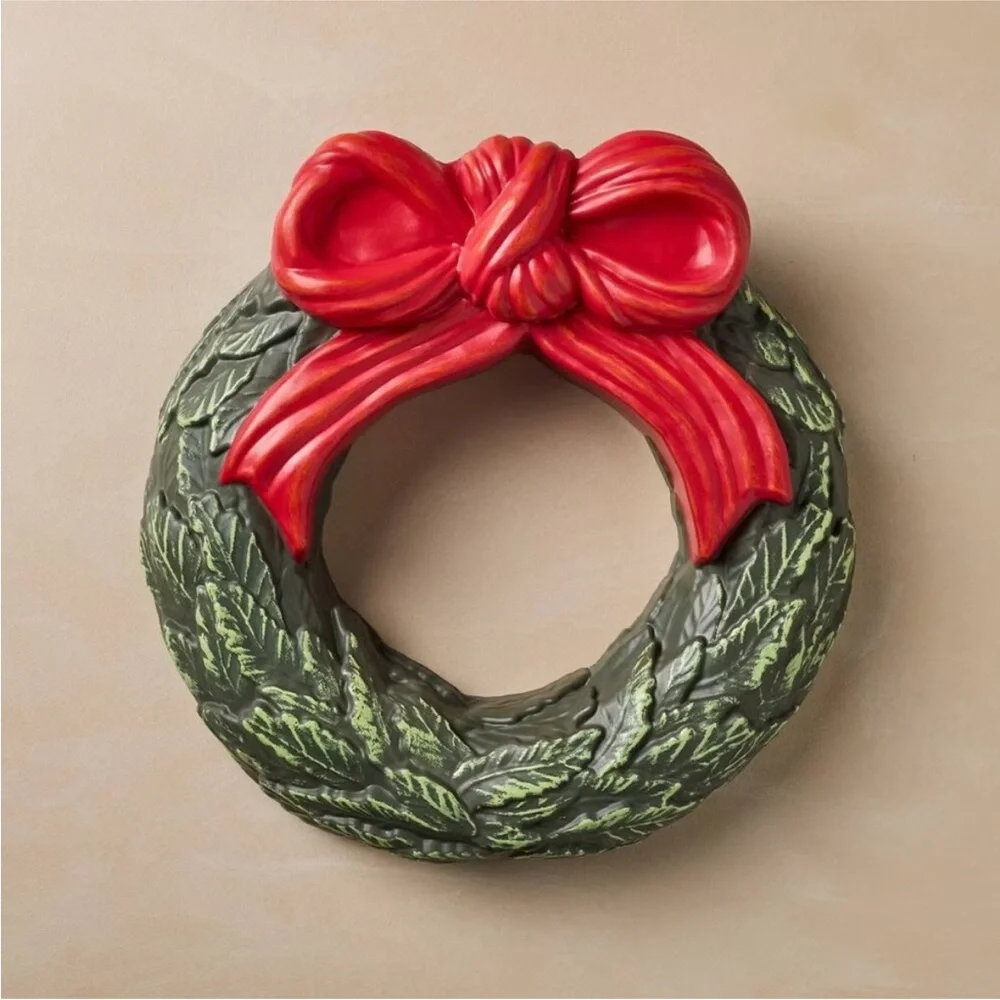 JOHN DERIAN NWT bow wreath lit blow mold -large -16”